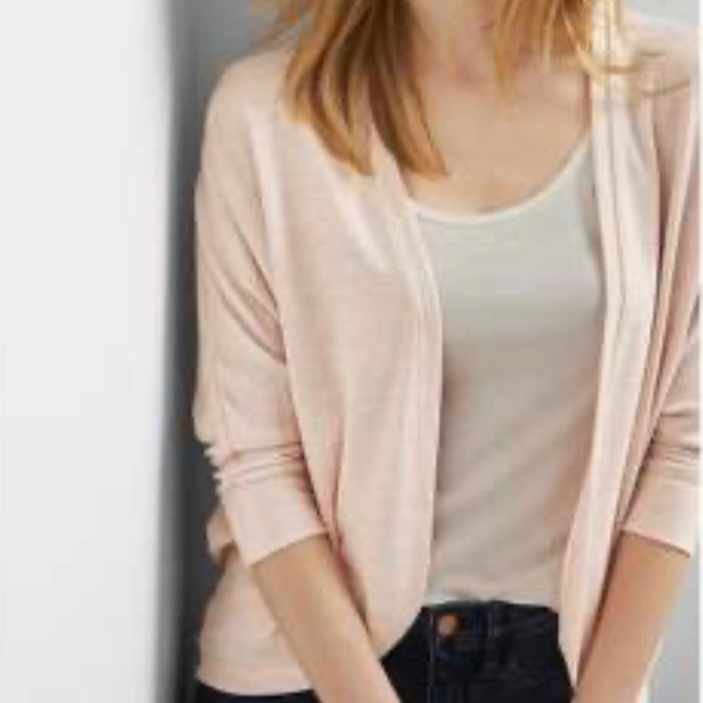 Gap Softspun Open Front Cardigan-Heathered Pink M